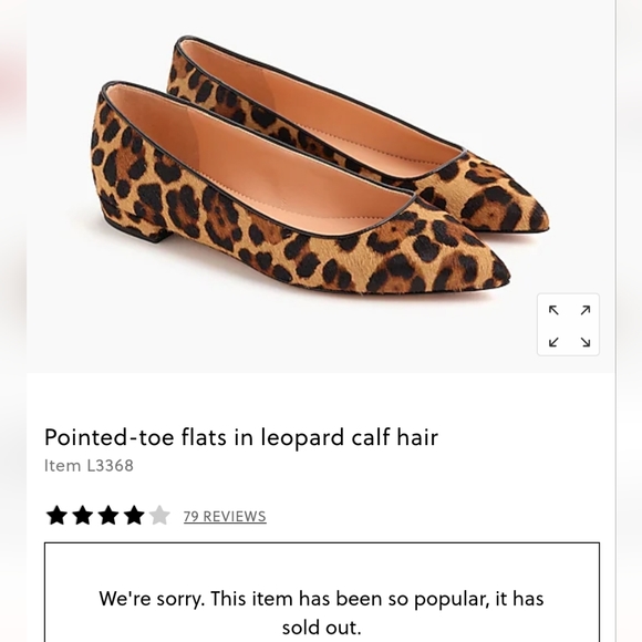 J. Crew Pointed-toe flats in leopard calf hair